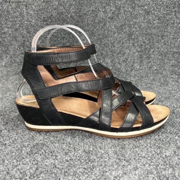 Dansko Veruca Gladiator Sandals Women's Size 8 Black Leather Strappy Comfort - Picture 1 of 13